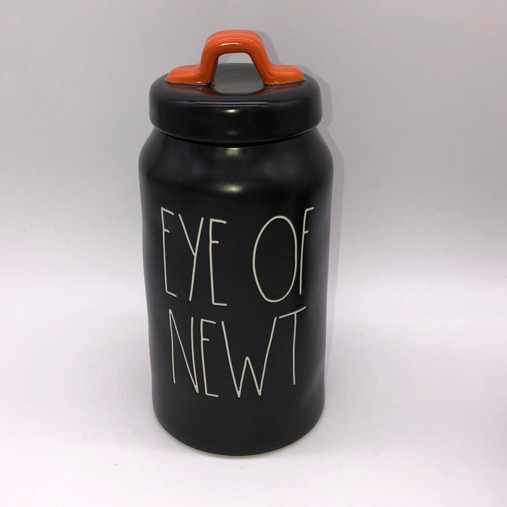 New Rae Dunn Eye Of Newt Black Halloween Canister Orange Handle